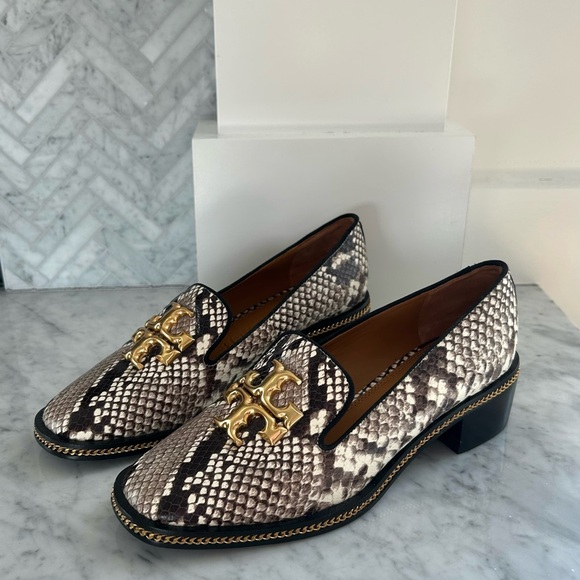 TORY BURCH Freya Mid-Heel Snake Skin Loafer SIZE 8 - Picture 6 of 12